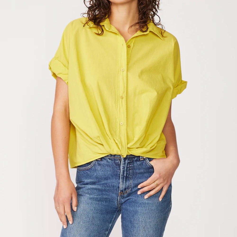 Stateside Women's Viole‎ Short Sleeve Front Twist Shirt in Dijon